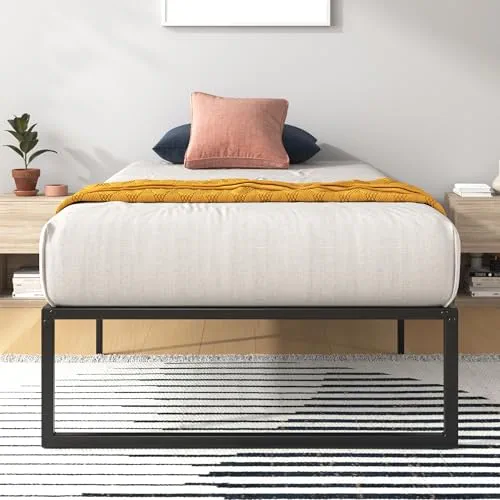 Zinus Lorelai Sommier métallique | 90 x 190 cm | 36 cm de Haut | Support de Lattes en Acier | Espace de Rangement sous Le lit | pour Adultes, Enfants, Adolescents | Assemblage Facile | Noir