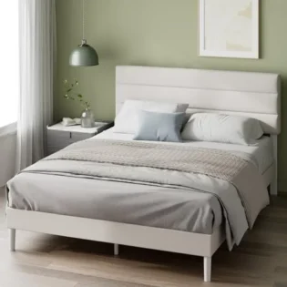 amz-419mvfzvzel-f13516e5 Zinus Maya Sommier 140x190 cm avec Lattes en Bois - Hauteur 30 cm - Cadre & Tête de Lit 2 Personnes Tapissier - Montage Facile - Gris Foncé