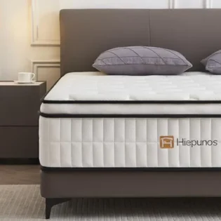 Hiepunos Matelas 180x200 cm, Épaisseur 26cm, Hybride Matelas en Mousse à mémoire de Forme à Ressorts ensachés Indépendants, 7 Zones de Confort, H3 H4 Moyenne Ferme, Durable, Soutien Parfait 26 cm 135x190x26