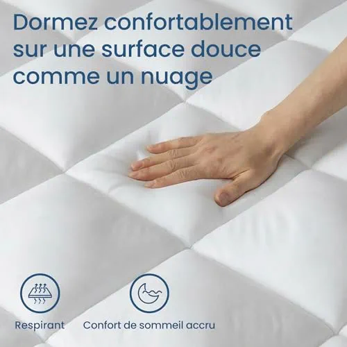 BedStory Surmatelas 90 x 190cm Blanc, surmatelas Ultra-Doux avec Poches Profondes, protège-Matelas Lavable en Machine, adapté aux Matelas jusqu'à 40 cm d'épaisseur