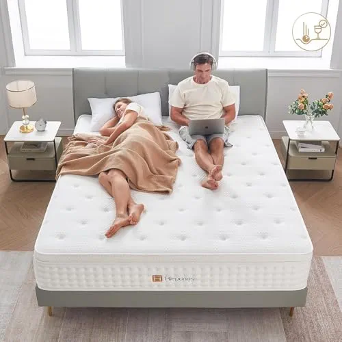 Hiepunos Matelas orthopédique à ressorts ensachés 7 zones - 120 x 200 cm - Hauteur 28 cm - Matelas orthopédique à ressorts ensachés avec couche de mousse à mémoire de forme confortable - Dureté H3