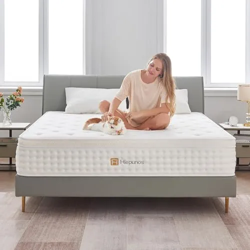Hiepunos Matelas orthopédique à ressorts ensachés, 140 x 200 cm, hauteur 28 cm, 7 zones, avec couche de mousse à mémoire de forme confortable, degré de dureté H3, soulagement du dos, répétition de 100