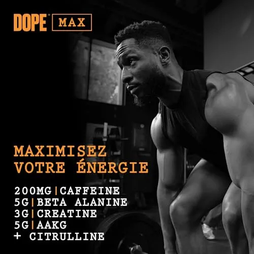 Bulk Dope Max Poudre Pré-Entraînement | 563 g | 25 portions | Haute Teneur en Caféine 200mg | 5g Bêta-Alanine | 3g Créatine | Mélange AAKG & Citrulline | Vitamine B6 | Blue Raspberry