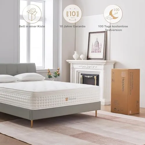 Hiepunos Matelas orthopédique à ressorts ensachés 7 zones - 120 x 200 cm - Hauteur 28 cm - Matelas orthopédique à ressorts ensachés avec couche de mousse à mémoire de forme confortable - Dureté H3
