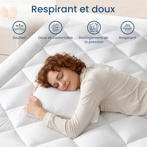 BedStory Surmatelas 90 x 190cm Blanc, surmatelas Ultra-Doux avec Poches Profondes, protège-Matelas Lavable en Machine, adapté aux Matelas jusqu'à 40 cm d'épaisseur