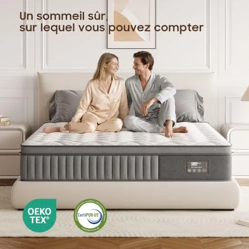 BedStory Matelas 140x190x20cm, Matelas à Ressorts ensachés et à mémoire de Forme, Renfort périphérique Ergonomique Matelas, Durable et Doux pour la Peau, Durable et Respirant