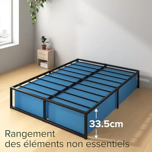 Zinus Lorelai Sommier métallique | 90 x 190 cm | 36 cm de Haut | Support de Lattes en Acier | Espace de Rangement sous Le lit | pour Adultes, Enfants, Adolescents | Assemblage Facile | Noir
