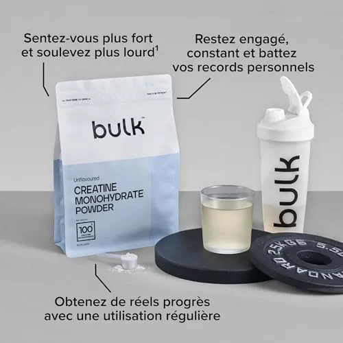 Bulk Créatine Monohydrate Poudre, Non aromatisé, 500 g