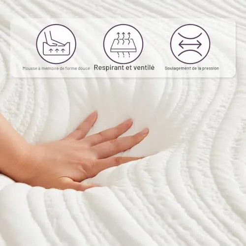 Twirest Matelas de 140 x 200 cm, hauteur 16 cm, orthopédique, en mousse à froid, dureté H3, housse amovible et respirante, matelas en mousse confort, 140 x 200 cm