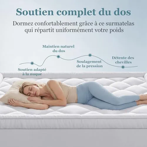 BedStory Surmatelas 140 x 190cm Blanc, 1000gsm surmatelas Ultra-Doux avec Poches Profondes, protège-Matelas Lavable en Machine, adapté aux Matelas jusqu'à 40 cm d'épaisseur