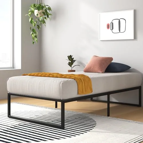 Zinus Lorelai Sommier métallique | 90 x 190 cm | 36 cm de Haut | Support de Lattes en Acier | Espace de Rangement sous Le lit | pour Adultes, Enfants, Adolescents | Assemblage Facile | Noir