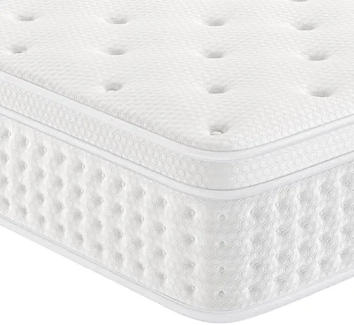 Hiepunos Matelas double en mousse à mémoire de forme ferme à ressorts ensachés de 120 x 190 x 28 cm pour petit lit double, matelas orthopédique pour les douleurs dorsales et le soulagement de la