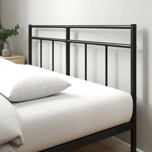 Zinus Elias 140x190 cm - Cadre de lit en métal avec tête de lit - Montage Facile - Hauteur 30 cm - Lit avec Support de Lattes en métal - Espace de Rangement sous Le lit - Design Moderne - Noir