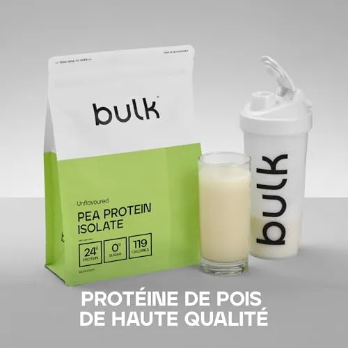 Bulk Isolat de Protéine de Pois en Poudre, Shake protéiné végan, Nature, 1 kg
