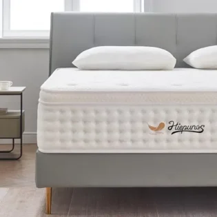 Hiepunos Matelas double en mousse à mémoire de forme ferme à ressorts ensachés de 120 x 190 x 28 cm pour petit lit double, matelas orthopédique pour les douleurs dorsales et le soulagement de la