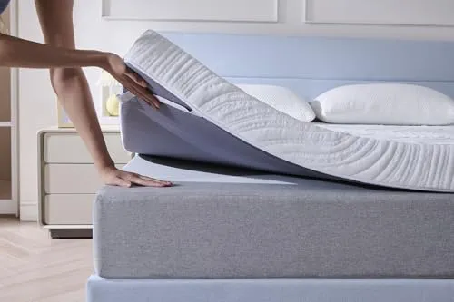 Hiimgo Surmatelas en gel 180 x 200 cm H3/H4 - Hauteur 10 cm - En mousse froide - Avec housse lavable - Pour lit à sommier tapissier, canapé-lit