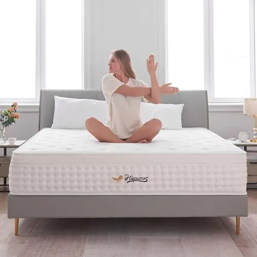 Hiepunos Matelas double en mousse à mémoire de forme ferme à ressorts ensachés de 120 x 190 x 28 cm pour petit lit double, matelas orthopédique pour les douleurs dorsales et le soulagement de la