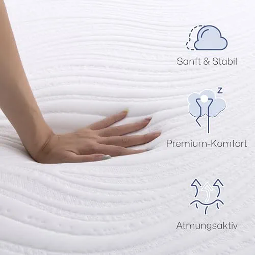 Twirest Matelas en mousse 160 x 200 cm - Fermeté moyenne H3 - Hauteur 20 cm - Matelas en mousse froide - Mousse de qualité supérieure - Housse amovible et lavable - 7 zones ergonomiques et respirantes