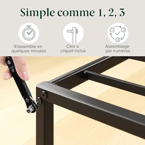Zinus Lorelai Sommier métallique | 90 x 190 cm | 36 cm de Haut | Support de Lattes en Acier | Espace de Rangement sous Le lit | pour Adultes, Enfants, Adolescents | Assemblage Facile | Noir