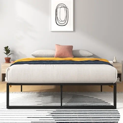 Zinus Lorelai Sommier métallique | 90 x 190 cm | 36 cm de Haut | Support de Lattes en Acier | Espace de Rangement sous Le lit | pour Adultes, Enfants, Adolescents | Assemblage Facile | Noir
