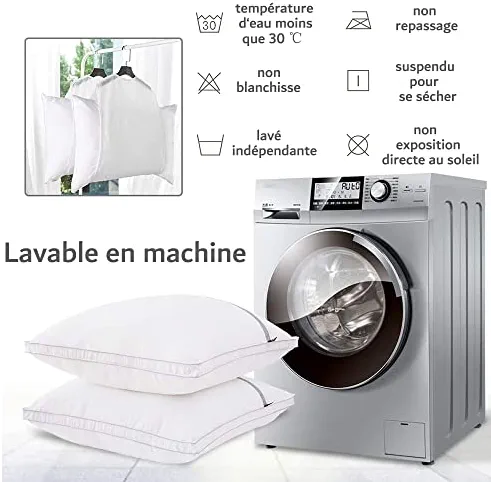 BedStory Oreillers 60x60 Lot de 2, Anti-acarien et Hypoallergénique, Oreiller Gonflant avec Garnissage de 3D Fibre Polyester, Confortable et Respirable, et Peut Utilisé comme Coussin de Canapé