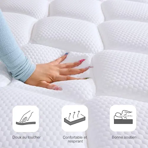 Twirest Matelas 140x190x22 cm Matelas à Ressorts ensachés individuels