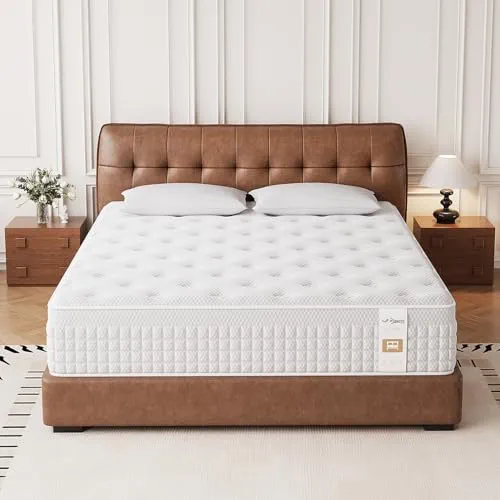 Hieptos Matelas 140x190 cm, Épaisseur 28cm, 9 Zones de Confort, Matelas à Ressorts Ensachés et à Mémoire de Forme, Hybride Matelas,H3 H4 Moyenne Ferme, Doux pour La Peau et Respirant,Soutien Parfait