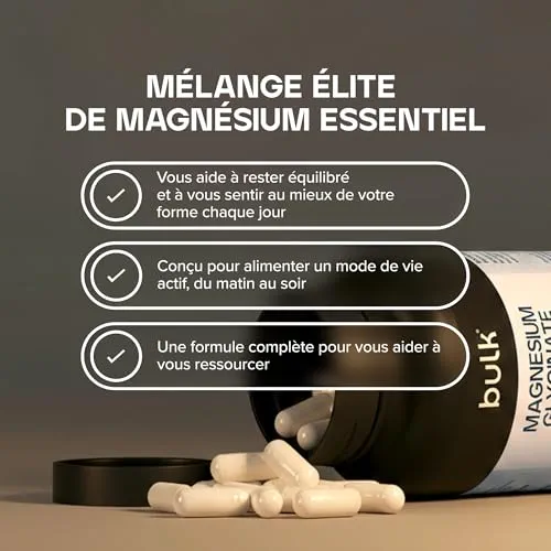 Bulk Magnésium 3-en-1 Complexe | 900mg à haute absorption | Complément magnésium triple force bisglycinate, citrate, malate | Soutient la fonction musculaire, l’énergie, la récupération | 90 comprimés