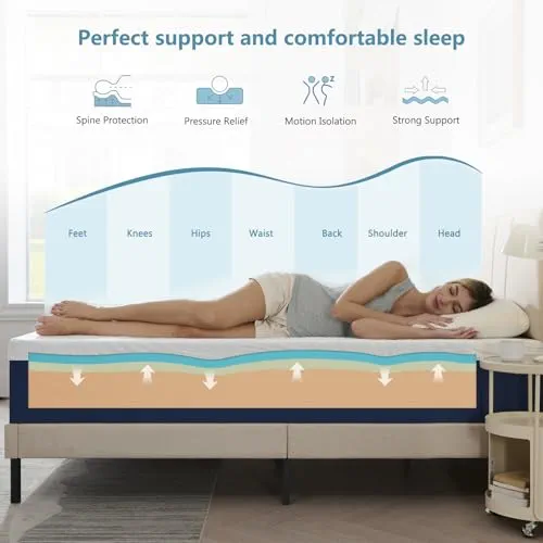 Hiimgo Matelas double en mousse à mémoire de forme 190 x 120 x 25 cm