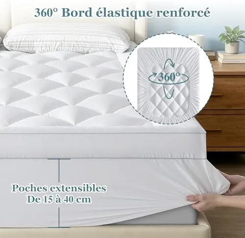 BedStory Surmatelas 140 x 190cm Blanc, 1000gsm surmatelas Ultra-Doux avec Poches Profondes, protège-Matelas Lavable en Machine, adapté aux Matelas jusqu'à 40 cm d'épaisseur