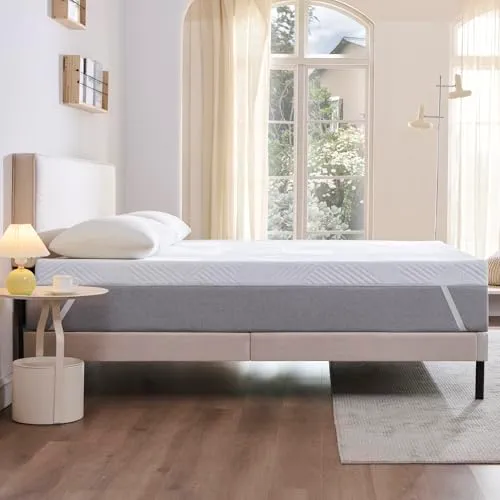Twirest Surmatelas double en mousse à mémoire de forme de 7 cm, surmatelas en gel, housse en tissu respirant et amovible, blanc (135 x 190 x 7 cm)
