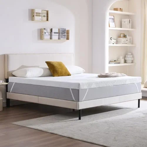 Twirest Surmatelas 160 x 200CM, Épaisseur 7,5CM, Mousse Mémoire à Gel, Confortable et Respirant, avec Design Antidérapant et Housse de Matelas Amovible et Lavable