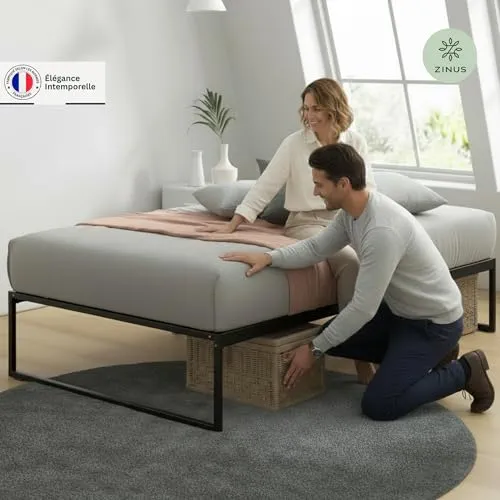 Zinus Lorelai Sommier métallique | 90 x 190 cm | 36 cm de Haut | Support de Lattes en Acier | Espace de Rangement sous Le lit | pour Adultes, Enfants, Adolescents | Assemblage Facile | Noir