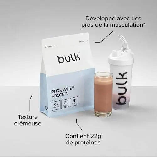 Bulk Pure Whey Protéine en Poudre, Chocolat, 1kg