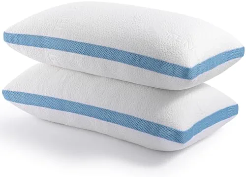Hiimgo Lot de 2 oreillers 40 x 80 cm - En mousse à mémoire de forme - Réglable en hauteur - Lavables - Avec rembourrage réglable - Avec fermeture éclair