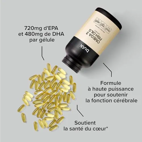 Bulk Gélules d'huile de poisson oméga 3, 1000 mg, paquet de 90