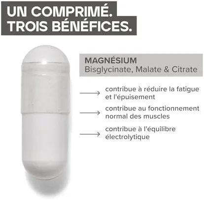 Bulk Magnésium 3-en-1 Complexe | 900mg à haute absorption | Complément magnésium triple force bisglycinate, citrate, malate | Soutient la fonction musculaire, l’énergie, la récupération | 90 comprimés