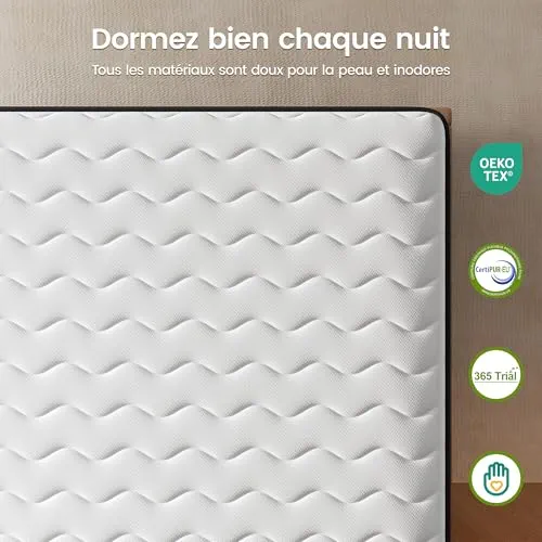 BedStory Matelas 90x190-30 cm - Matelas Ressorts Ensaches - Mousse à Mémoire de Forme - Confort Ferme - Isolation des Mouvements - Matelas Luxe - Soutien Lombaire - Durable & Respirant