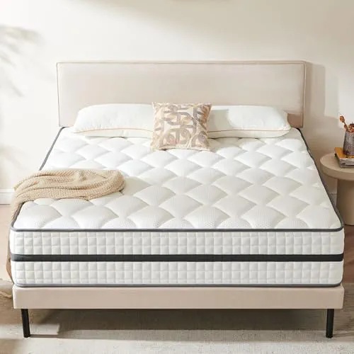 Twirest Matelas 140 x 200 cm, à ressorts ensachés (hauteur 20 cm), orthopédique 7 zones, mousse confortable, tissu doux, pour adultes, dureté moyenne (H3)