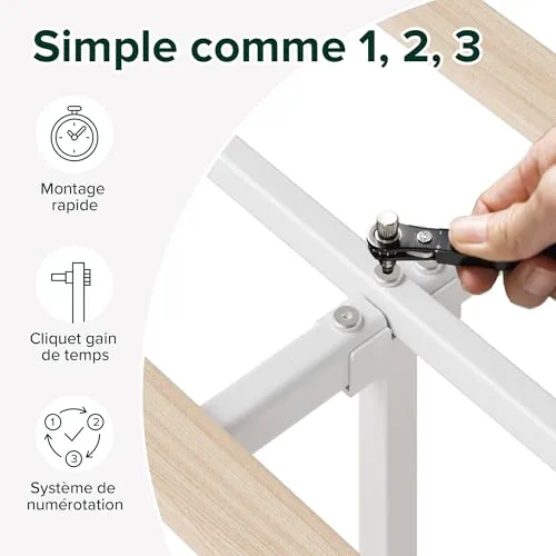 Zinus Maya Sommier 140x190 cm avec Lattes en Bois - Hauteur 30 cm - Cadre & Tête de Lit 2 Personnes Tapissier - Montage Facile - Gris Foncé