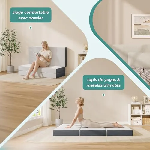 Vesgantti Matelas Pliable 140x190x15cm, Matelas d'Appoint en Mousse à Mémoire de Forme en Gel, Amovible et Lavable avec Sac de Transport, Idéal pour Voyages, Camping, Lit d'appoint, Oeko Tex - Blanc