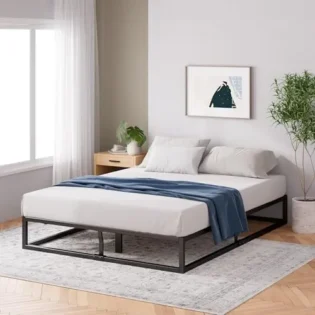 amz-41zxr4mqb6l-bd0d3db8 Zinus Joseph Sommier 180x200 cm avec Lattes en Bois - Cadre de Lit King Size en Métal - Hauteur 25 cm pour Rangement - Assemblage Facile - Noir