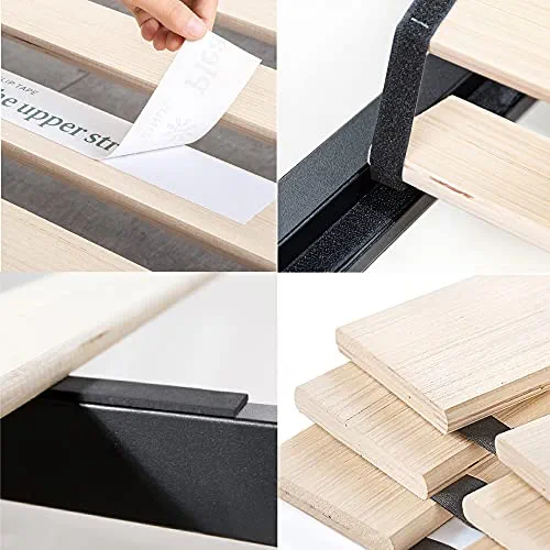 Zinus Arnav Sommier 140x190 cm avec Lattes en Bois - Hauteur 26 cm - Cadre de Lit 2 Personnes en Métal - Compatible avec Têtes de Lit - Assemblage Facile - Noir