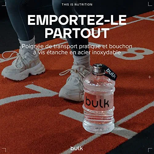 Bulk Gourde D'eau, Gourde de Sport, Clair, 2,2 Litres