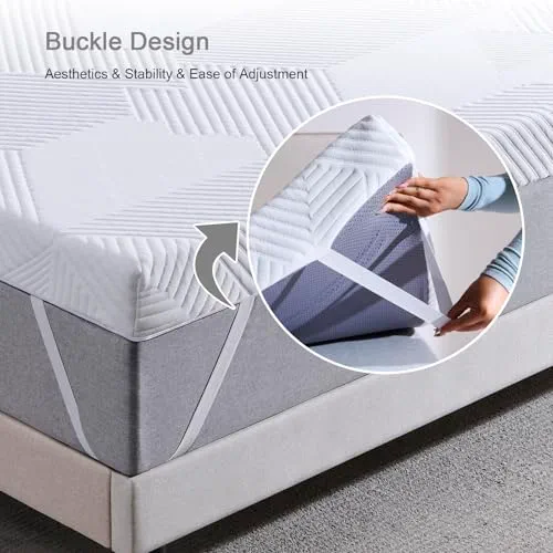 Twirest Surmatelas double en mousse à mémoire de forme de 7 cm, surmatelas en gel, housse en tissu respirant et amovible, blanc (135 x 190 x 7 cm)