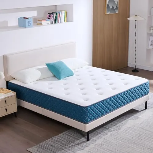 Hiimgo Matelas 160x200x22 cm Matelas à Ressorts Ensachés Indépendant et Mousse à Mémoire De Forme, Dureté Moyenne, Durable, Soutien Parfait, Respirant (160x200x22)