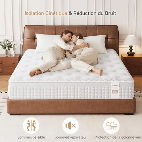 Hieptos Matelas 140x190 cm, Épaisseur 28cm, 9 Zones de Confort, Matelas à Ressorts Ensachés et à Mémoire de Forme, Hybride Matelas,H3 H4 Moyenne Ferme, Doux pour La Peau et Respirant,Soutien Parfait