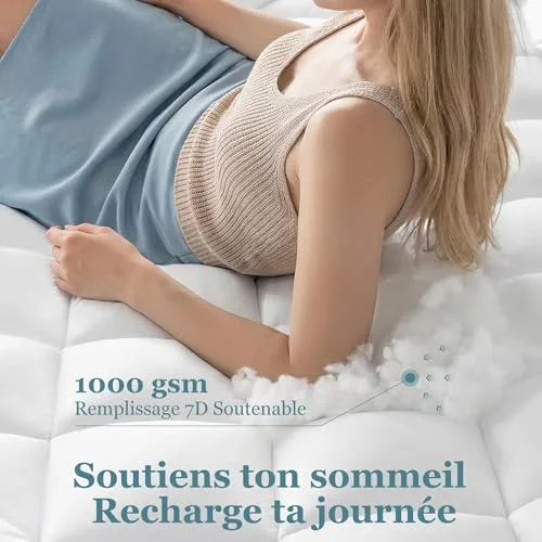 BedStory Surmatelas 140 x 190cm Blanc, 1000gsm surmatelas Ultra-Doux avec Poches Profondes, protège-Matelas Lavable en Machine, adapté aux Matelas jusqu'à 40 cm d'épaisseur