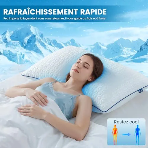 BedStory Oreillers Rafraîchissant - Lot de 2 - Mémoire Forme - 40x60CM