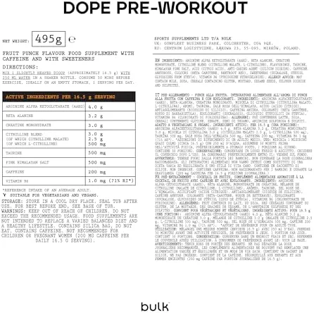 Bulk Poudre Pré-Workout Dope, Punch aux Fruits